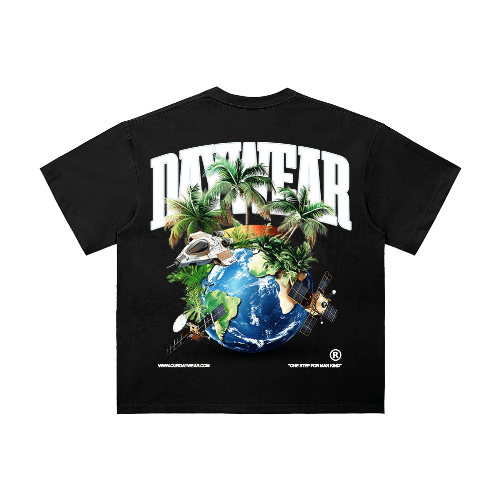 Space Pro graphic tee mockup, back, black