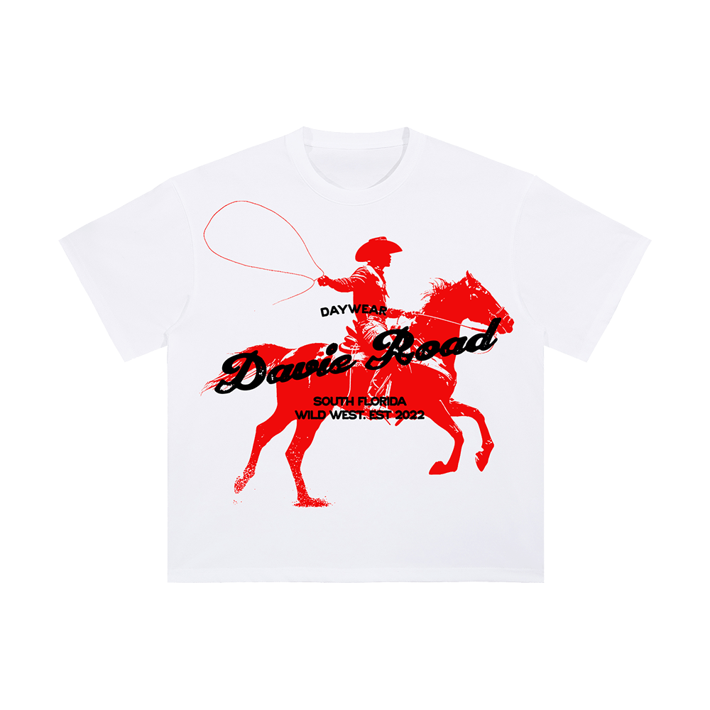 Rodeo graphic tee mockup, front, white